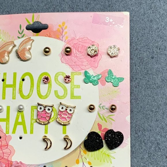 Stud Pierced Earrings Lot 16 Prs Heart Butterfly Owl Star Moon Pearl Love Flower - Picture 4 of 5